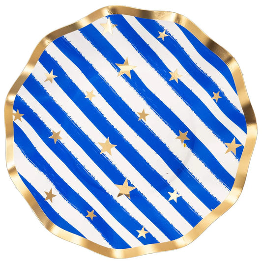 SOP Wavy Salad Plate 8 Cnt - Blue Patriotic Confetti