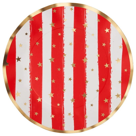 SOP Wavy Dinner Plate 8 Cnt - Red Patriotic Confetti